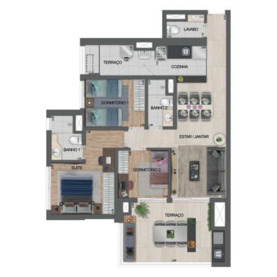 Dream View Sky Resort - Planta 93m² - 3 dorms Dream View Sky Resort - Planta 93m² - 3 dorms