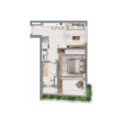 Escape Éden - Planta 50m² - 1 dorm Escape Éden - Planta 50m² - 1 dorm