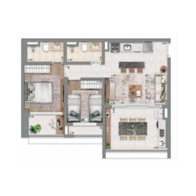 Escape Éden - Planta 70m² - 2 dorms Escape Éden - Planta 70m² - 2 dorms