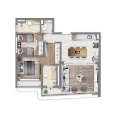 Escape Éden - Planta 76m² - 2 suítes Escape Éden - Planta 76m² - 2 suítes