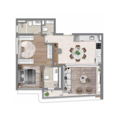 Escape Éden - Planta 76m² - Opção 1 suíte Escape Éden - Planta 76m² - Opção 1 suíte