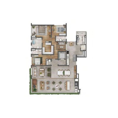Esther Ibirapuera - Planta 250m² - Opção 3 suítes Esther Ibirapuera - Planta 250m² - Opção 3 suítes