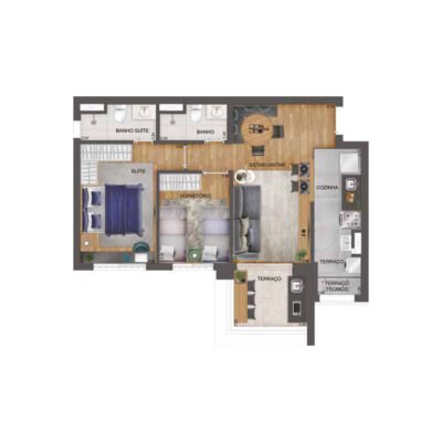 HUB Brooklin - Planta 64m² - 2 dorms HUB Brooklin - Planta 64m² - 2 dorms