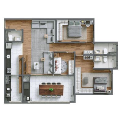 Living Alto do Ipiranga - Planta 98m² - 3 dorms Living Alto do Ipiranga - Planta 98m² - 3 dorms