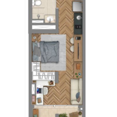 Living IN Alto do Ipiranga - Planta 24m² Living IN Alto do Ipiranga - Planta 24m²