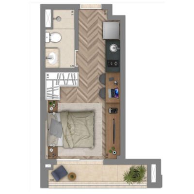 Living IN Alto do Ipiranga - Planta 34m² Living IN Alto do Ipiranga - Planta 34m²