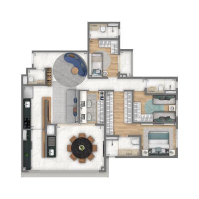 Living Pacific Belém - Planta 115m² - 4 dormitórios Living Pacific Belém - Planta 115m² - 4 dormitórios