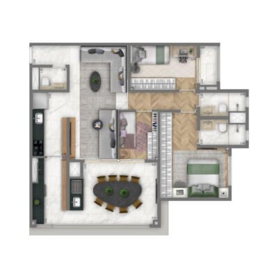 Living Pacific Belém - Planta 95m² - 3 dorms Living Pacific Belém - Planta 95m² - 3 dorms