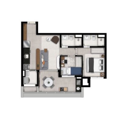 MAC Campo Belo - Planta 64m² - 2 dorms MAC Campo Belo - Planta 64m² - 2 dorms