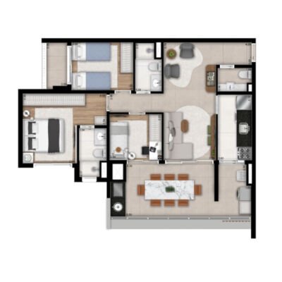 MAC Campo Belo - Planta 88m² - 3 dorms MAC Campo Belo - Planta 88m² - 3 dorms