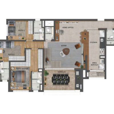 Mooca Città Firenze - Planta 126m² - 3 suítes Mooca Città Firenze - Planta 126m² - 3 suítes