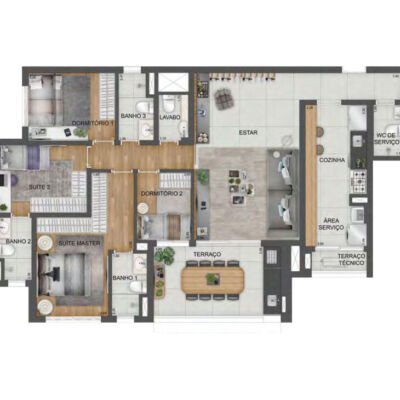 Mooca Città Firenze - Planta 126m² - 4 dorms Mooca Città Firenze - Planta 126m² - 4 dorms