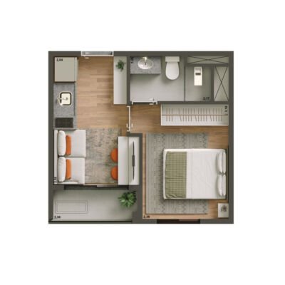 YEP Estação Pinheiros - Planta 24m² - 1 dorm YEP Estação Pinheiros - Planta 24m² - 1 dorm