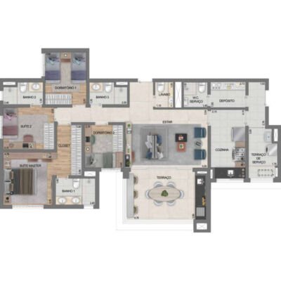 Eredità Parque da Mooca - Planta 130m² - 4 dorms Eredità Parque da Mooca - Planta 130m² - 4 dorms