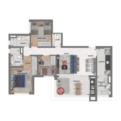 Eredità Parque da Mooca - Planta 92m² - 3 dorms Eredità Parque da Mooca - Planta 92m² - 3 dorms