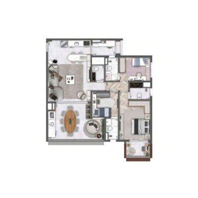 Írio Golf Garden - Planta 123m² - 3 suítes Írio Golf Garden - Planta 123m² - 3 suítes