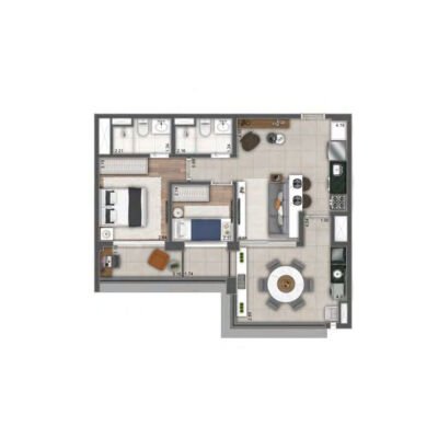 Írio Golf Garden - Planta 69m² - 2 dorms Írio Golf Garden - Planta 69m² - 2 dorms