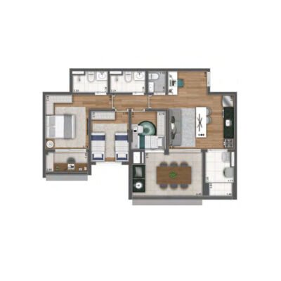 Írio Golf Garden - Planta 86m² - 3 dorms Írio Golf Garden - Planta 86m² - 3 dorms