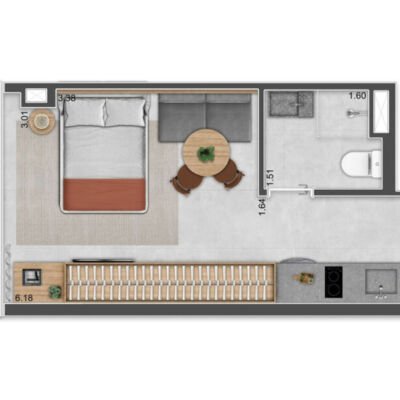 Isla Vila Madalena - Planta 23m² Isla Vila Madalena - Planta 23m²