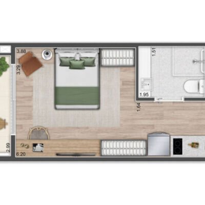 Isla Vila Madalena - Planta 28m² Isla Vila Madalena - Planta 28m²