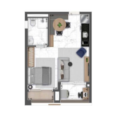 MAC Pinheiros - Planta 40m² - Studio MAC Pinheiros - Planta 40m² - Studio