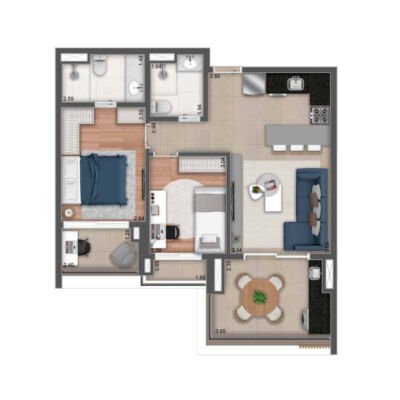 MAC Pinheiros - Planta 70m² - 2 dorms MAC Pinheiros - Planta 70m² - 2 dorms