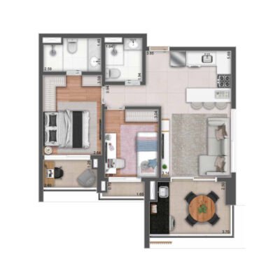 MAC Pinheiros - Planta 71m² - 2 dorms MAC Pinheiros - Planta 71m² - 2 dorms