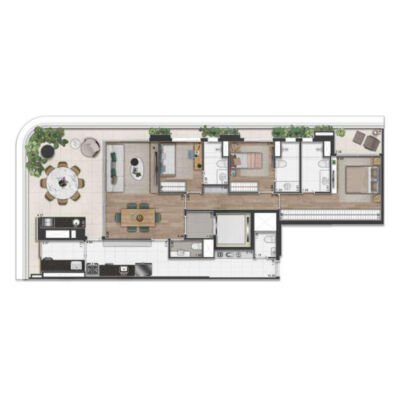 Península Vila Madalena - Planta 154m² - 3 suítes Península Vila Madalena - Planta 154m² - 3 suítes