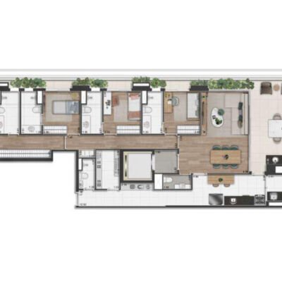 Península Vila Madalena - Planta 193m² - 4 suítes Península Vila Madalena - Planta 193m² - 4 suítes