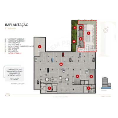 Riserva by Tarjab - Implantação 1º subsolo - torre 1 preliminar Riserva by Tarjab - Implantação 1º subsolo - torre 1 preliminar