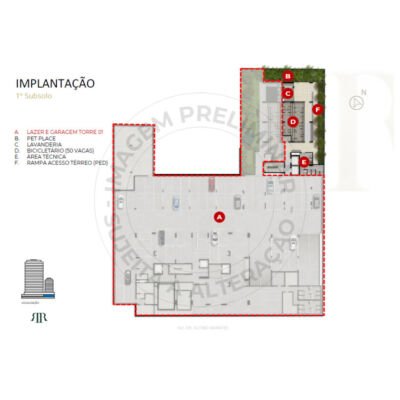 Riserva by Tarjab - Implantação 1º subsolo - Torre 2 - preliminar Riserva by Tarjab - Implantação 1º subsolo - Torre 2 - preliminar