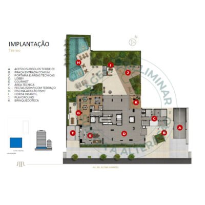 Riserva by Tarjab - Implantação térreo - Torre 1 preliminar Riserva by Tarjab - Implantação térreo - Torre 1 preliminar