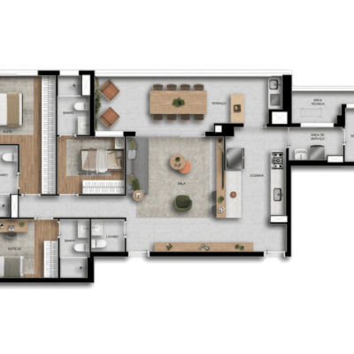 Viccino by Tarjab - Planta 128m² - 3 suítes Viccino by Tarjab - Planta 128m² - 3 suítes