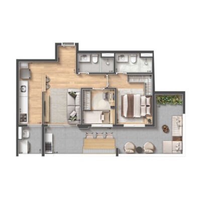 Arch Nazaré Residence - Planta 74m² - garden Arch Nazaré Residence - Planta 74m² - garden