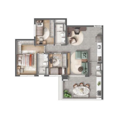 Arch Nazaré Residence - Planta 78m² - 3 dorms Arch Nazaré Residence - Planta 78m² - 3 dorms