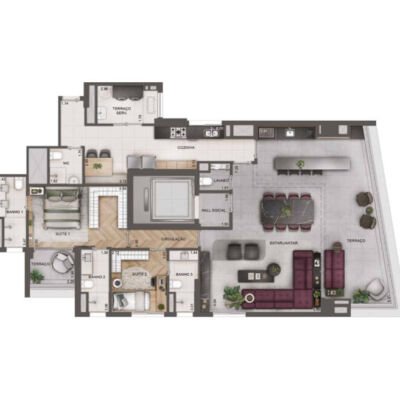 Lindenberg Alto das Nações - Planta 166m² - Opção 2 suítes Lindenberg Alto das Nações - Planta 166m² - Opção 2 suítes