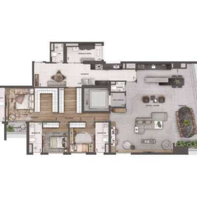 Lindenberg Alto das Nações - Planta 213m² - Opção 3 suítes Lindenberg Alto das Nações - Planta 213m² - Opção 3 suítes