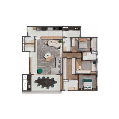 Palazzo Mooca By Living - Planta 134m² - Opção 3 suítes e cozinha fechada Palazzo Mooca By Living - Planta 134m² - Opção 3 suítes e cozinha fechada