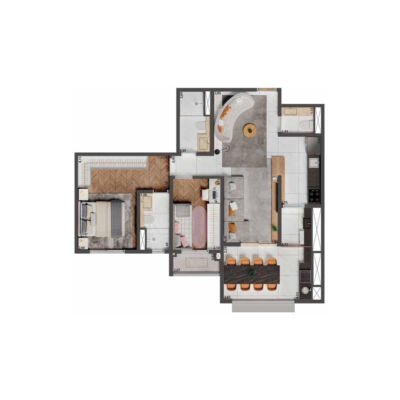 Palazzo Mooca By Living - Planta 75m² - 2 dorms Palazzo Mooca By Living - Planta 75m² - 2 dorms