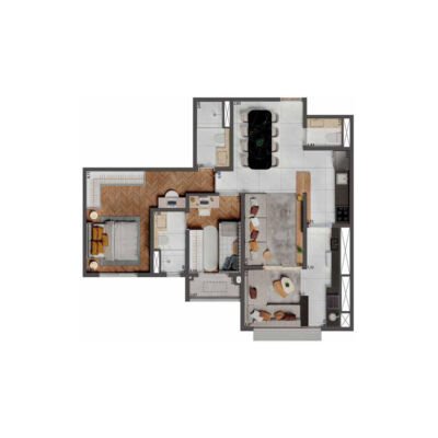 Palazzo Mooca By Living - Planta 75m² - Opção 2 suítes Palazzo Mooca By Living - Planta 75m² - Opção 2 suítes