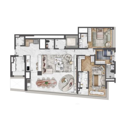 Petra by Boca do Lobo - Planta 162m² - Opção 3 suítes Petra by Boca do Lobo - Planta 162m² - Opção 3 suítes