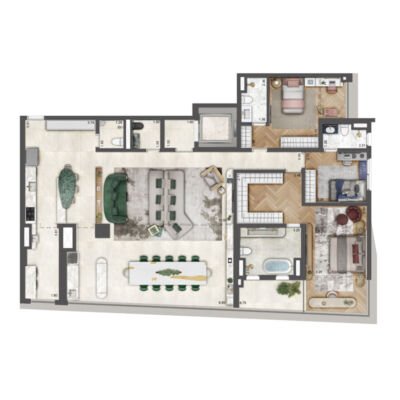 Petra by Boca do Lobo - Planta 199m² - Opção 3 suítes Petra by Boca do Lobo - Planta 199m² - Opção 3 suítes
