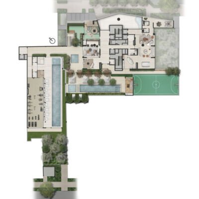 Aura Pacaembu by Cyrela - Implantação térreo Aura Pacaembu by Cyrela - Implantação térreo