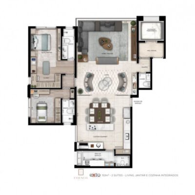 Essência da Vila by Exto - Planta 153m² - 2 suítes Essência da Vila by Exto - Planta 153m² - 2 suítes
