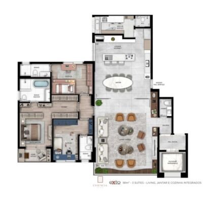 Essência da Vila by Exto - Planta 181m² - 3 suítes Essência da Vila by Exto - Planta 181m² - 3 suítes