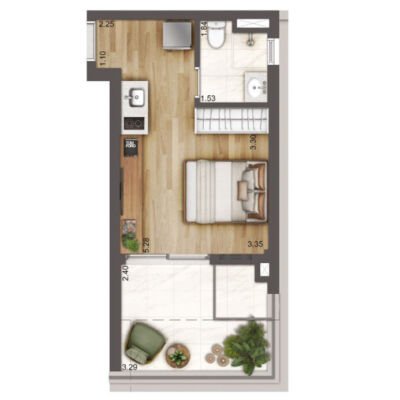 Heaven by Yoo Apartments - Planta 30m² - Studio Residencial Heaven by Yoo Apartments - Planta 30m² - Studio Residencial