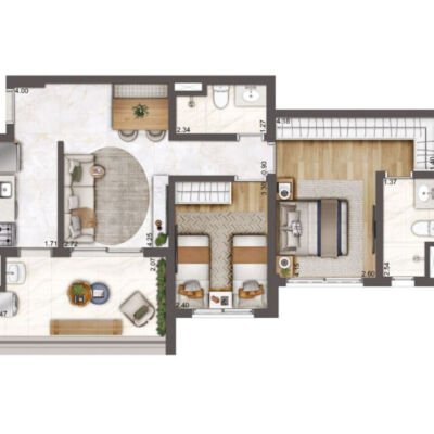 Heaven by Yoo Apartments - Planta 68m² - 2 dorms Heaven by Yoo Apartments - Planta 68m² - 2 dorms