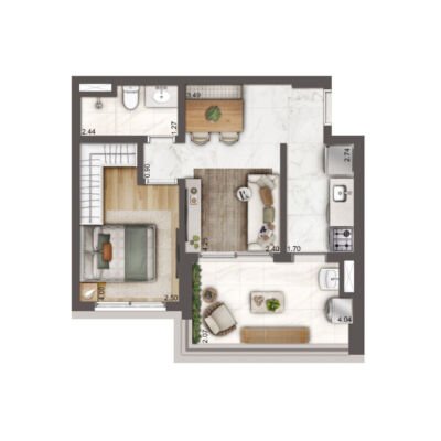 Heaven by Yoo Apartments - Planta 45m² - 1 dorm Heaven by Yoo Apartments - Planta 45m² - 1 dorm