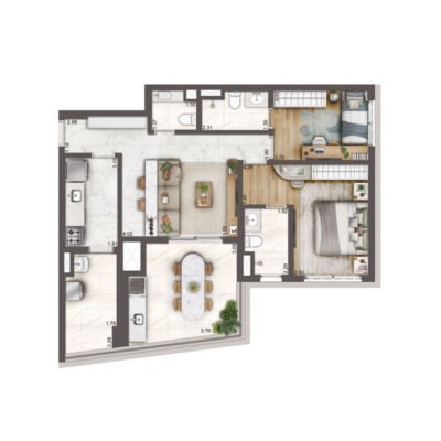 Heaven by Yoo Apartments - Planta 85m² - 2 suítes Heaven by Yoo Apartments - Planta 85m² - 2 suítes