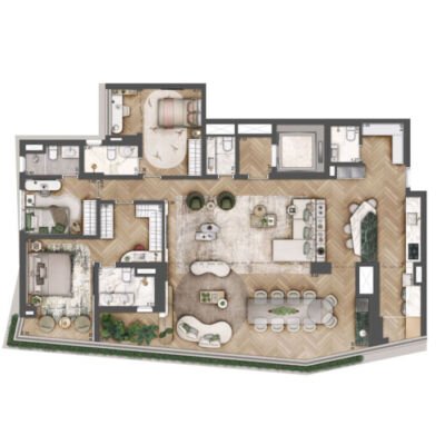 Heaven by Yoo Residences - Planta 190m² - Opção 3 suítes Heaven by Yoo Residences - Planta 190m² - Opção 3 suítes